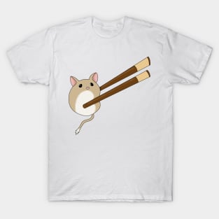 Cute golden gerbil mochi with chopsticks T-Shirt